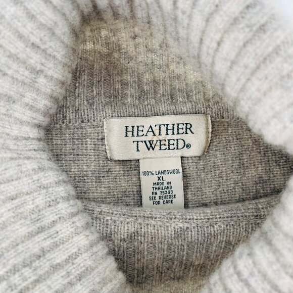 Heather Tweed Women's Gray Lambswool Turtleneck Sweater XL Made In Thailand NWT - Picture 2 of 4